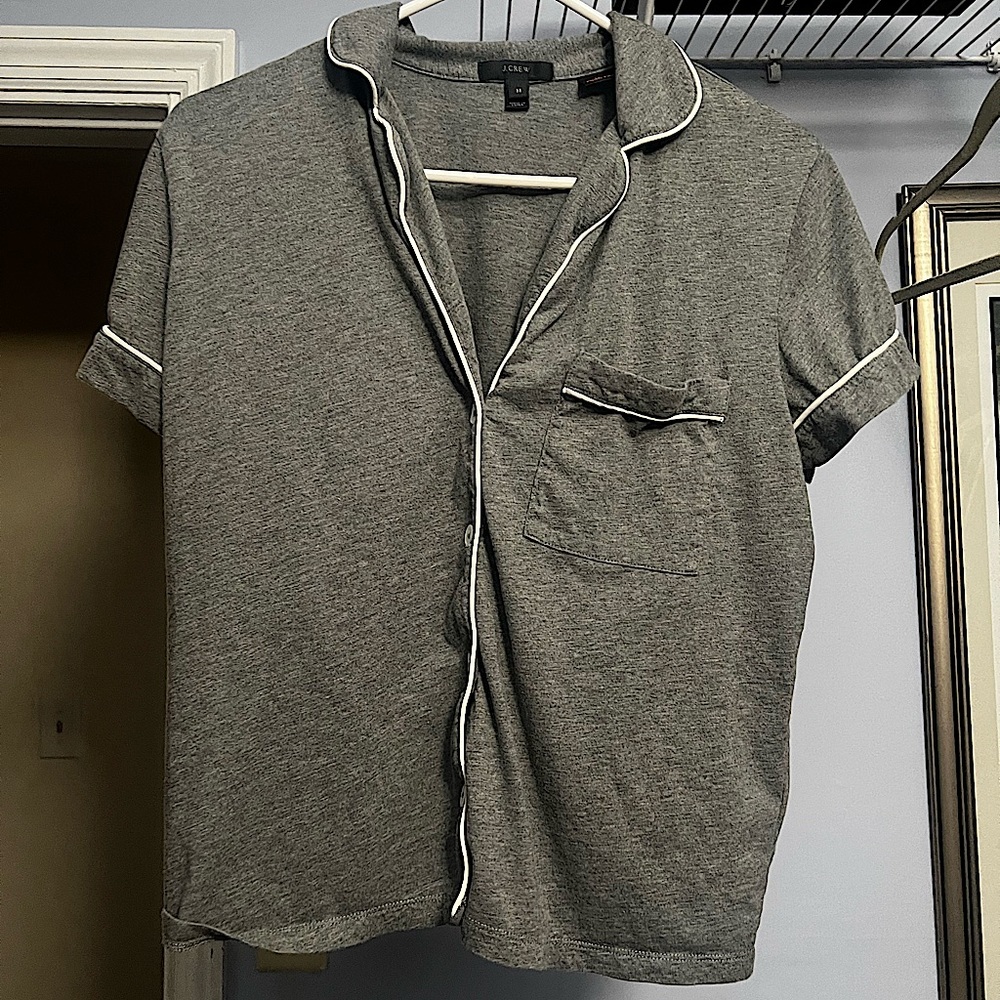 J. Crew Gray Pajama Top with White Trim